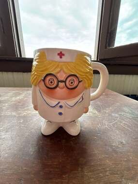 Vintage 1978 Enesco Nurse Ceramic Figural Coffee Mug